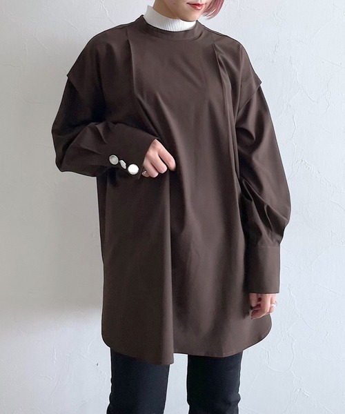PAGEBOY（ページボーイ）の「2WAYチュニックブラウス（シャツ/ブラウス・レディース・オフホワイト/ダークブラウン/グレイッシュベージュ・FREE）」の6枚目の写真