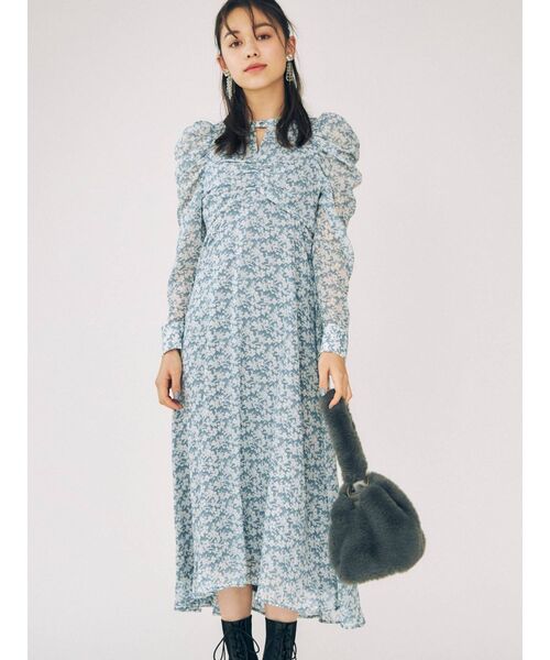 MERCURYDUO(マーキュリーデュオ)の「ボリュームスリーブフロントギャザーワンピース(ワンピース・レディース・ブルー/その他/その他1・SMALL/MEDIUM)」の2枚目の写真