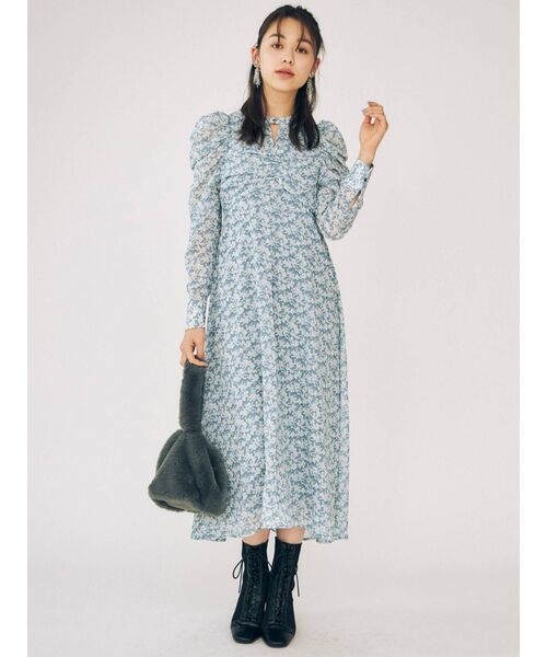 MERCURYDUO(マーキュリーデュオ)の「ボリュームスリーブフロントギャザーワンピース(ワンピース・レディース・ブルー/その他/その他1・SMALL/MEDIUM)」の8枚目の写真