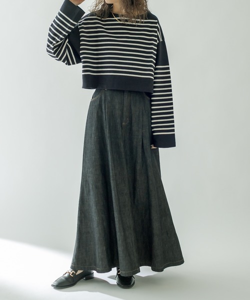 mystic(ミスティック)の「ショートバスクボーダープルオーバー(Tシャツ/カットソー・レディース・ブラック/ブルー/アイボリー・FREE)」の4枚目の写真