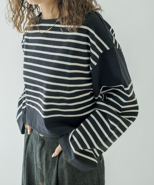 mystic(ミスティック)の「ショートバスクボーダープルオーバー(Tシャツ/カットソー・レディース・ブラック/ブルー/アイボリー・FREE)」の12枚目の写真