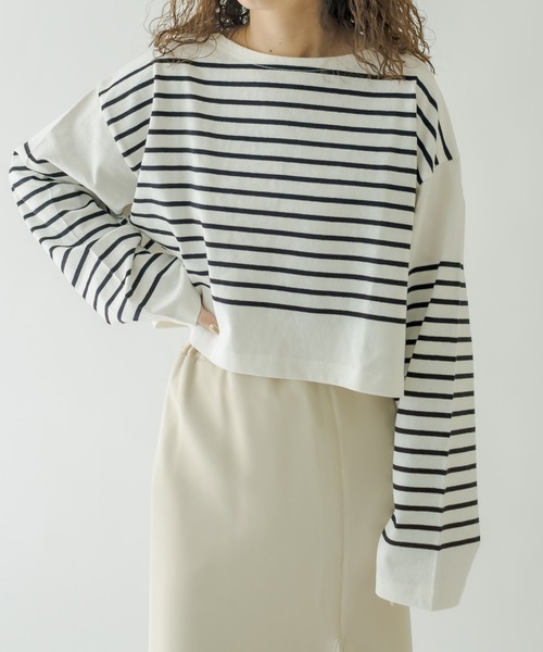 mystic(ミスティック)の「ショートバスクボーダープルオーバー(Tシャツ/カットソー・レディース・ブラック/ブルー/アイボリー・FREE)」の20枚目の写真