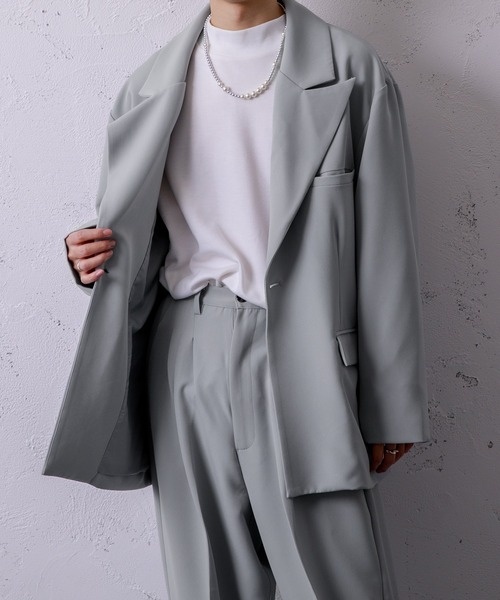 Adoon plain（アドーンプレーン）の「【Adoon plain】ビッグテーラードジャケット（テーラードジャケット・メンズ・ブラック/グレー/グリーン・MEDIUM/LARGE）」の2枚目の写真