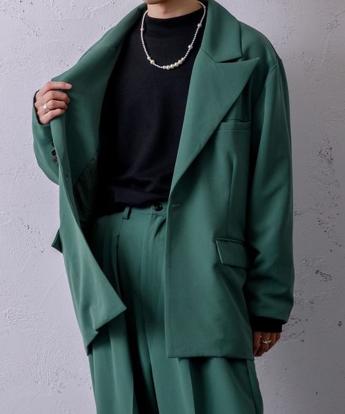 Adoon plain（アドーンプレーン）の「【Adoon plain】ビッグテーラードジャケット（テーラードジャケット・メンズ・ブラック/グレー/グリーン・MEDIUM/LARGE）」の3枚目の写真