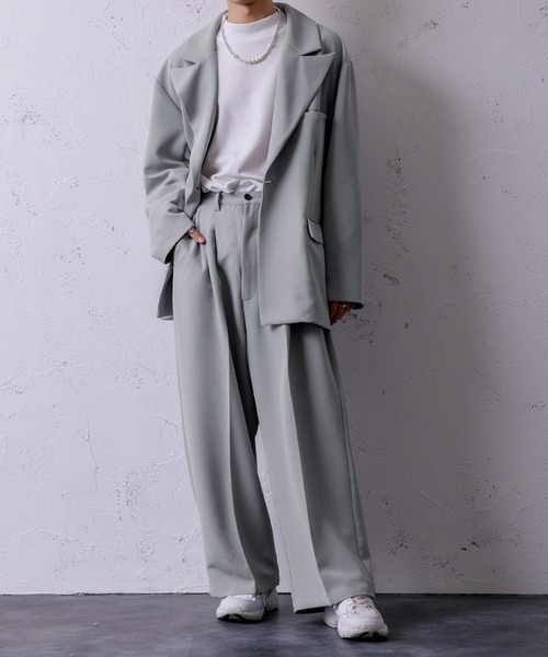 Adoon plain（アドーンプレーン）の「【Adoon plain】ビッグテーラードジャケット（テーラードジャケット・メンズ・ブラック/グレー/グリーン・MEDIUM/LARGE）」の5枚目の写真