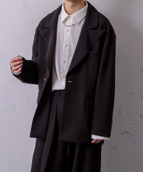 Adoon plain（アドーンプレーン）の「【Adoon plain】ビッグテーラードジャケット（テーラードジャケット・メンズ・ブラック/グレー/グリーン・MEDIUM/LARGE）」の10枚目の写真
