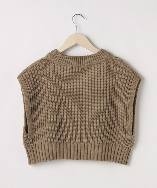 LOVETOXIC（ラブトキシック）の「ケーブルクルーネックベスト（ベスト・キッズ・モカ/アイボリー・S/L/M/SS）」の3枚目の写真