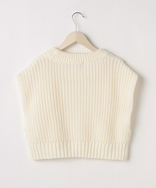LOVETOXIC（ラブトキシック）の「ケーブルクルーネックベスト（ベスト・キッズ・モカ/アイボリー・S/L/M/SS）」の4枚目の写真