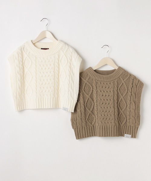 LOVETOXIC（ラブトキシック）の「ケーブルクルーネックベスト（ベスト・キッズ・モカ/アイボリー・S/L/M/SS）」の9枚目の写真