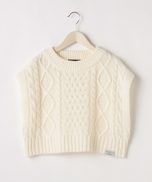 LOVETOXIC（ラブトキシック）の「ケーブルクルーネックベスト（ベスト・キッズ・モカ/アイボリー・S/L/M/SS）」の14枚目の写真