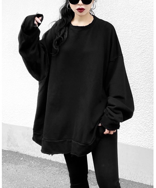 LVEU.（ラブユ.）の「Over damage sweat / オーバーダメージスウェット(Ai select)（スウェット・レディース・ブラック/グリーン・FREE）」の2枚目の写真