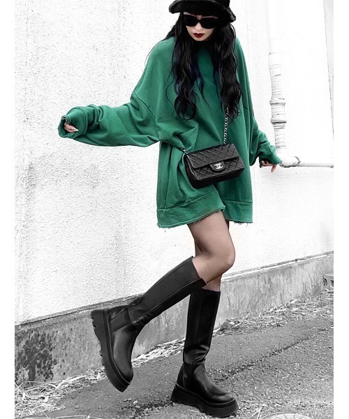 LVEU.（ラブユ.）の「Over damage sweat / オーバーダメージスウェット(Ai select)（スウェット・レディース・ブラック/グリーン・FREE）」の7枚目の写真