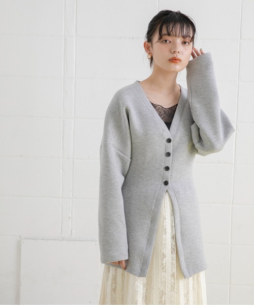 Eimee Law(エイミーロウ)の「ボンディングドルマンフィットカーデ(カーディガン/ボレロ・レディース・ブラック/グレー・38)」の6枚目の写真