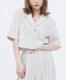 ショート丈半袖開襟シャツ