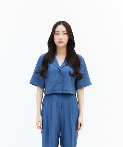 17HR（セブンティーンアワーズ）の「ショート丈半袖開襟シャツ（シャツ/ブラウス・レディース・ブラック/オフホワイト/ブルー・FREE）」の20枚目の写真