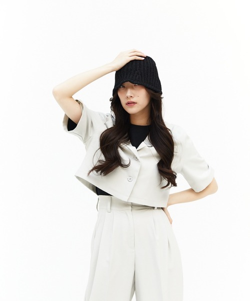 17HR（セブンティーンアワーズ）の「ショート丈半袖開襟シャツ（シャツ/ブラウス・レディース・ブラック/オフホワイト/ブルー・FREE）」の14枚目の写真