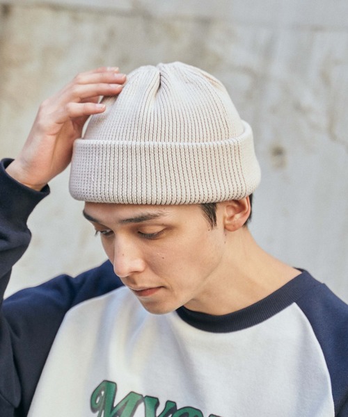 WEGO（ウィゴー）の「WEGO/ヘビーウェイトニットキャップ（ニットキャップ/ビーニー・メンズ・アイボリー/ブラック・FREE）」の3枚目の写真