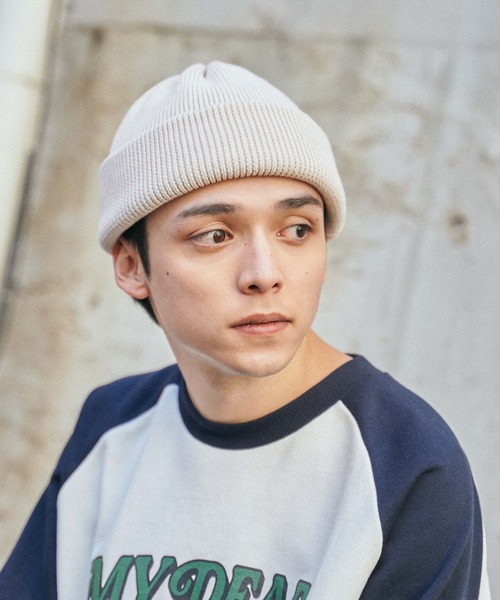 WEGO（ウィゴー）の「WEGO/ヘビーウェイトニットキャップ（ニットキャップ/ビーニー・メンズ・アイボリー/ブラック・FREE）」の4枚目の写真