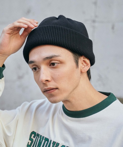 WEGO（ウィゴー）の「WEGO/ヘビーウェイトニットキャップ（ニットキャップ/ビーニー・メンズ・アイボリー/ブラック・FREE）」の5枚目の写真