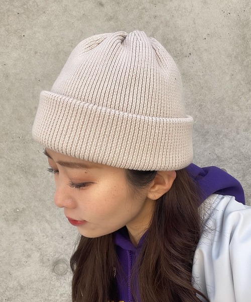 WEGO（ウィゴー）の「WEGO/ヘビーウェイトニットキャップ（ニットキャップ/ビーニー・メンズ・アイボリー/ブラック・FREE）」の11枚目の写真