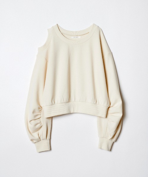 REDYAZEL（レディアゼル）の「オープンショルダーダンボールプルオーバー（Tシャツ/カットソー・レディース・オフホワイト/グリーン/ネイビー・FREE）」の4枚目の写真