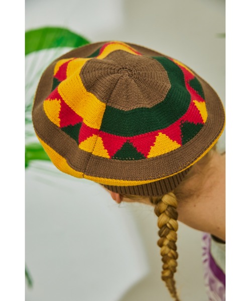 AlexanderLeeChang(アレキサンダーリーチャン)の「AlexanderLeeChang/アレキサンダーリーチャン 5050 TAM 22 ニットタム サマーニットキャップ(ニットキャップ/ビーニー・メンズ・ブラック/イエロー/ナチュラル・ONE SIZE)」の2枚目の写真