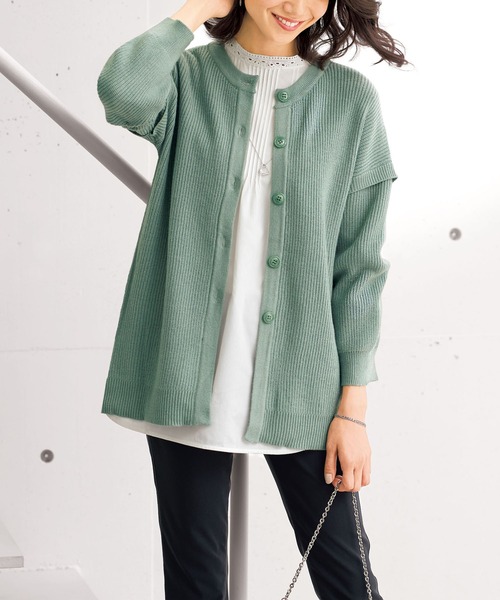 BELLUNA(ベルーナ)の「毛玉になりにくい2WAYカーディガン(カーディガン/ボレロ・レディース・アイボリー/ミント/チャコール・MEDIUM/LARGE/X-LARGE)」の7枚目の写真