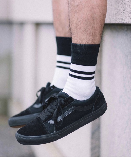 C.E.L.STORE(セルストア)の「NODAL / ノーダル 90S LINE SOCKS(ソックス/靴下・メンズ・マルチ/オレンジ/チャコールグレー/グリーン/ホワイト×ネイビー/ブルー・LARGE)」の2枚目の写真
