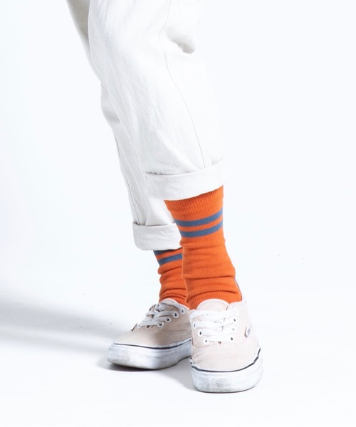 C.E.L.STORE(セルストア)の「NODAL / ノーダル 90S LINE SOCKS(ソックス/靴下・メンズ・マルチ/オレンジ/チャコールグレー/グリーン/ホワイト×ネイビー/ブルー・LARGE)」の16枚目の写真