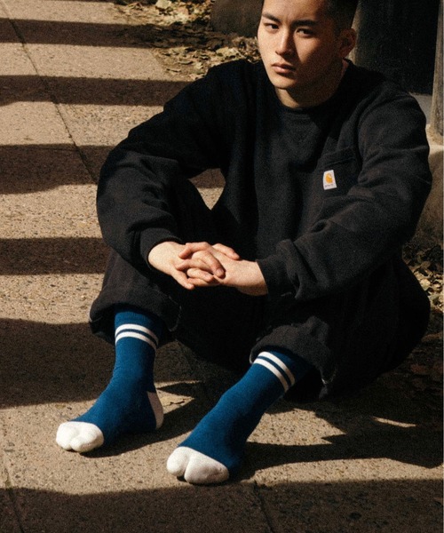 C.E.L.STORE(セルストア)の「NODAL / ノーダル 90S LINE SOCKS(ソックス/靴下・メンズ・マルチ/オレンジ/チャコールグレー/グリーン/ホワイト×ネイビー/ブルー・LARGE)」の14枚目の写真