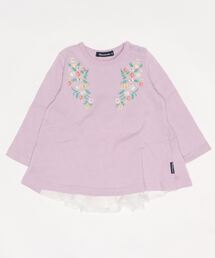 お花刺繍後シフォン切替Ｔシャツ