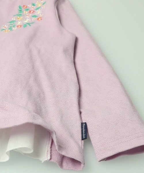 Moujonjon(ムージョンジョン)の「お花刺繍後シフォン切替Tシャツ(Tシャツ/カットソー・キッズ・パープル/ブルー・90/100/110/120/80/130/140)」の5枚目の写真