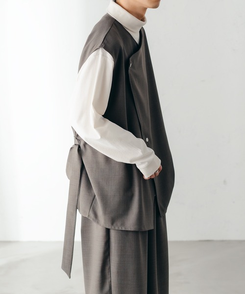 epnok（エプノック）の「メランジツイルベルテッドジレ（ベスト・メンズ・チャコールグレー/グレイッシュベージュ/グレイッシュブルー・SMALL/MEDIUM/LARGE）」の21枚目の写真