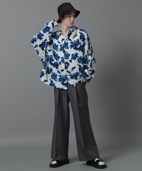 HARE(ハレ)の「ドルマンアートフラワーシャツ(HARE)(シャツ/ブラウス・メンズ・ブラック/オフホワイト/グリーン・SMALL/MEDIUM)」の5枚目の写真