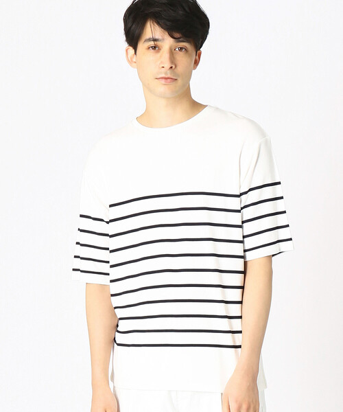 COMME CA ISM(コムサイズム)の「パネルボーダー Tシャツ(Tシャツ/カットソー・メンズ・ブラック/ネイビー/グリーン・MEDIUM/LARGE)」の1枚目の写真
