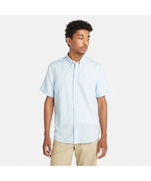 半袖 ラベル コットン リネン シャツ メンズ