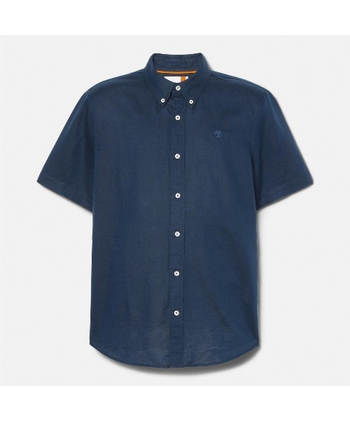 Timberland（ティンバーランド）の「半袖 ラベル コットン リネン シャツ メンズ（シャツ/ブラウス・メンズ・スカイブルー/ダークブルー・SMALL/MEDIUM/LARGE/X-LARGE/X-SMALL/XX-LARGE）」の5枚目の写真