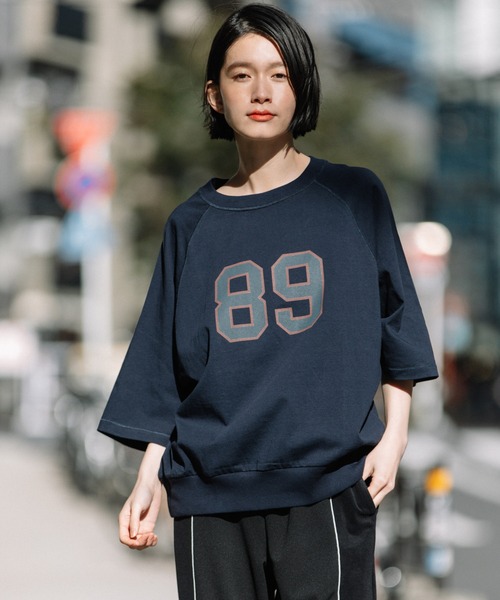 Munich（ミューニック）の「40/2ジャージプリントスウェットプルオーバー（Tシャツ/カットソー・レディース・ホワイト/ネイビー/グリーン・FREE）」の7枚目の写真