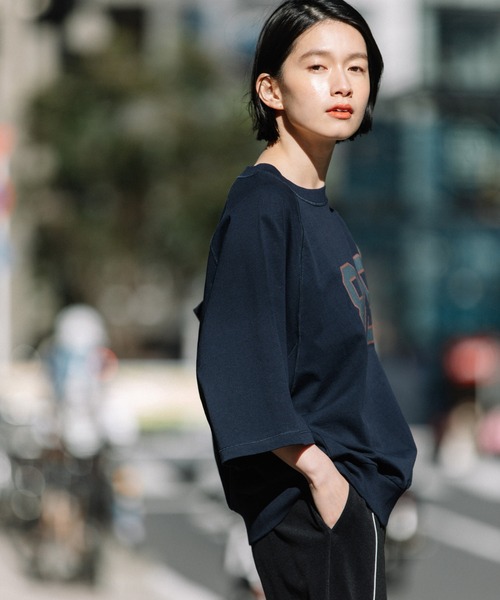 Munich（ミューニック）の「40/2ジャージプリントスウェットプルオーバー（Tシャツ/カットソー・レディース・ホワイト/ネイビー/グリーン・FREE）」の8枚目の写真