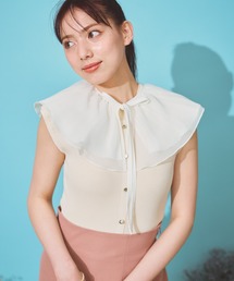 プリーツカラーリブニット