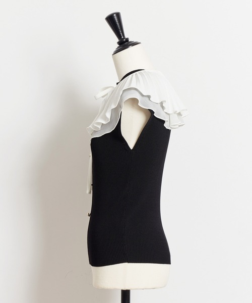 NOELA（ノエラ）の「プリーツカラーリブニット（ニット/セーター・レディース・ブラック/オフホワイト/ベージュ・フリー）」の18枚目の写真