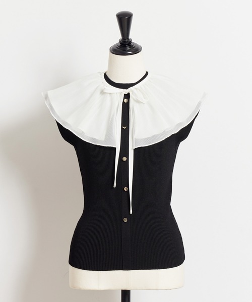 NOELA（ノエラ）の「プリーツカラーリブニット（ニット/セーター・レディース・ブラック/オフホワイト/ベージュ・フリー）」の20枚目の写真