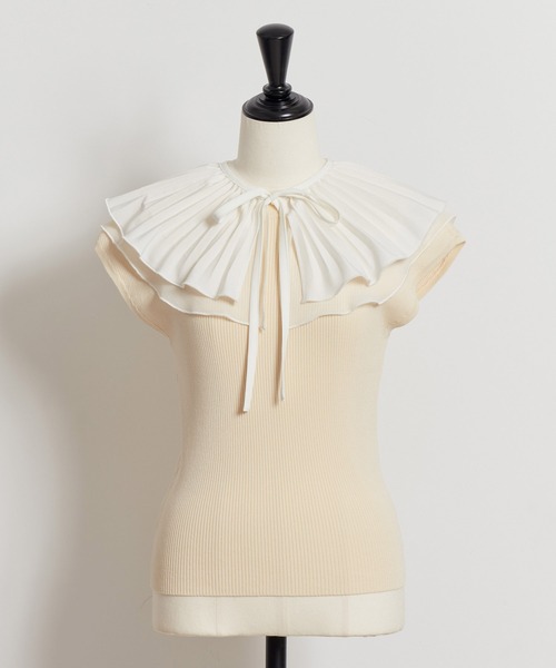 NOELA（ノエラ）の「プリーツカラーリブニット（ニット/セーター・レディース・ブラック/オフホワイト/ベージュ・フリー）」の21枚目の写真