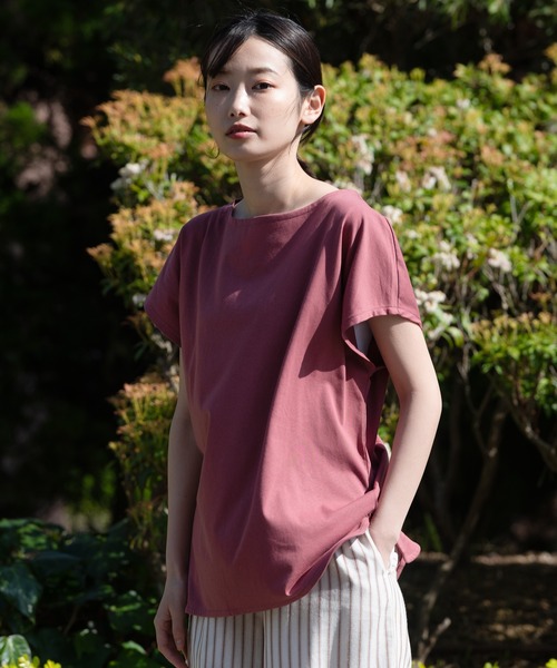 fort point（フォーポイント）の「【FORT POINT/フォートポイント】フレンチスリーブスリット入りTシャツ（Tシャツ/カットソー・レディース・ホワイト/チャコールグレー/ブラック/グレー/サックスブルー/ミント/ピンク系その他/オレンジ系その他/ダークベージュ・MEDIUM/LARGE）」の9枚目の写真