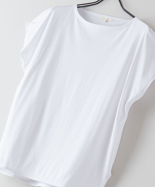 fort point（フォーポイント）の「【FORT POINT/フォートポイント】フレンチスリーブスリット入りTシャツ（Tシャツ/カットソー・レディース・ホワイト/チャコールグレー/ブラック/グレー/サックスブルー/ミント/ピンク系その他/オレンジ系その他/ダークベージュ・MEDIUM/LARGE）」の2枚目の写真