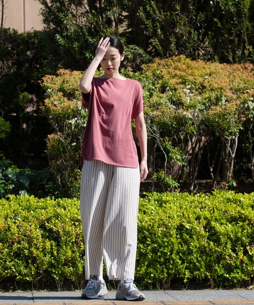 fort point（フォーポイント）の「【FORT POINT/フォートポイント】フレンチスリーブスリット入りTシャツ（Tシャツ/カットソー・レディース・ホワイト/チャコールグレー/ブラック/グレー/サックスブルー/ミント/ピンク系その他/オレンジ系その他/ダークベージュ・MEDIUM/LARGE）」の19枚目の写真