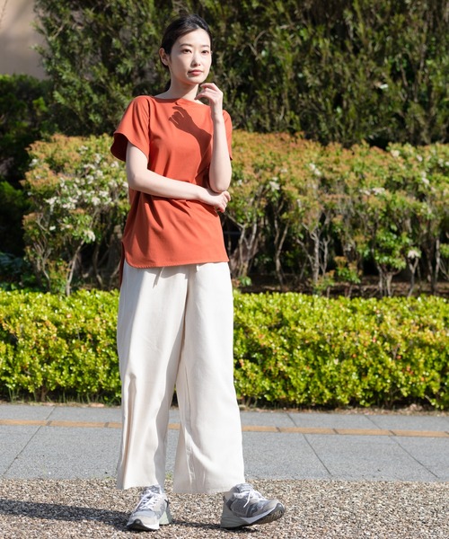 fort point（フォーポイント）の「【FORT POINT/フォートポイント】フレンチスリーブスリット入りTシャツ（Tシャツ/カットソー・レディース・ホワイト/チャコールグレー/ブラック/グレー/サックスブルー/ミント/ピンク系その他/オレンジ系その他/ダークベージュ・MEDIUM/LARGE）」の18枚目の写真