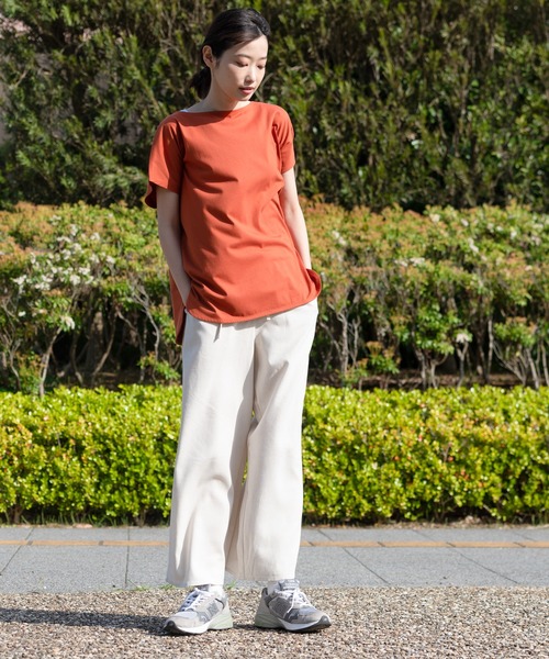 fort point（フォーポイント）の「【FORT POINT/フォートポイント】フレンチスリーブスリット入りTシャツ（Tシャツ/カットソー・レディース・ホワイト/チャコールグレー/ブラック/グレー/サックスブルー/ミント/ピンク系その他/オレンジ系その他/ダークベージュ・MEDIUM/LARGE）」の17枚目の写真