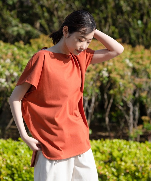 fort point（フォーポイント）の「【FORT POINT/フォートポイント】フレンチスリーブスリット入りTシャツ（Tシャツ/カットソー・レディース・ホワイト/チャコールグレー/ブラック/グレー/サックスブルー/ミント/ピンク系その他/オレンジ系その他/ダークベージュ・MEDIUM/LARGE）」の15枚目の写真