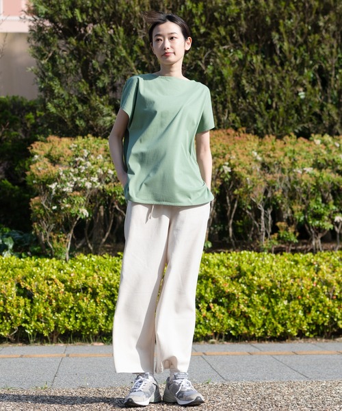 fort point（フォーポイント）の「【FORT POINT/フォートポイント】フレンチスリーブスリット入りTシャツ（Tシャツ/カットソー・レディース・ホワイト/チャコールグレー/ブラック/グレー/サックスブルー/ミント/ピンク系その他/オレンジ系その他/ダークベージュ・MEDIUM/LARGE）」の22枚目の写真